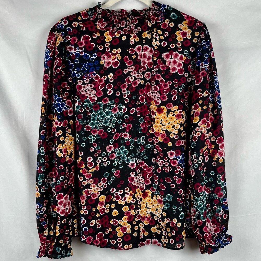 Adrienne Vittadini Floral Mock Turtleneck Large